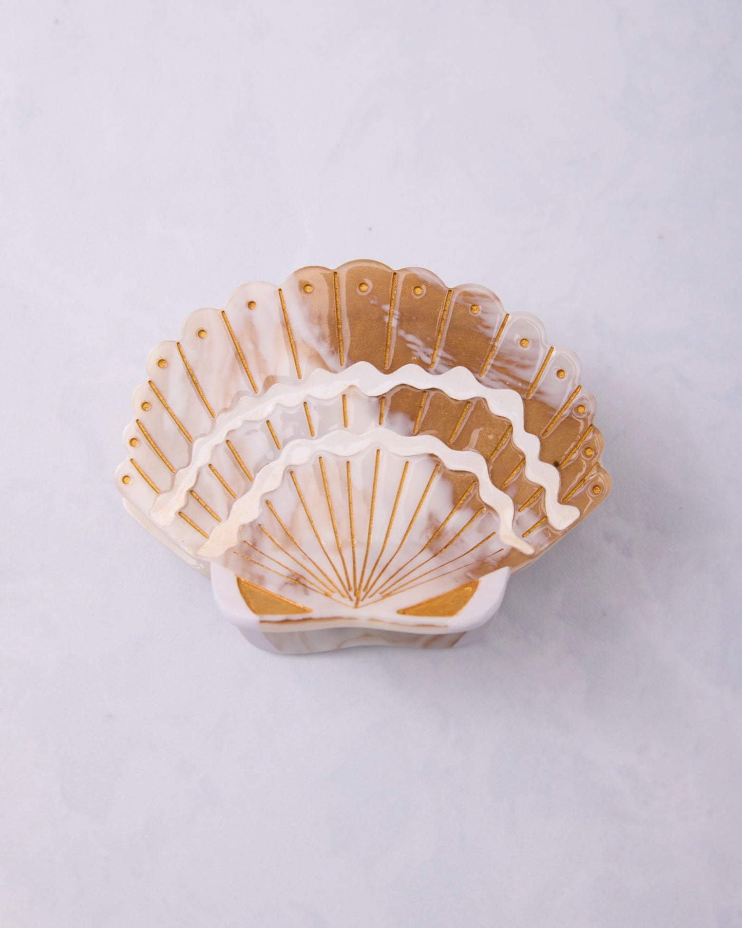 Golden Seashell -Hand-Painted Claw Hair Clip - Solar Eclipse