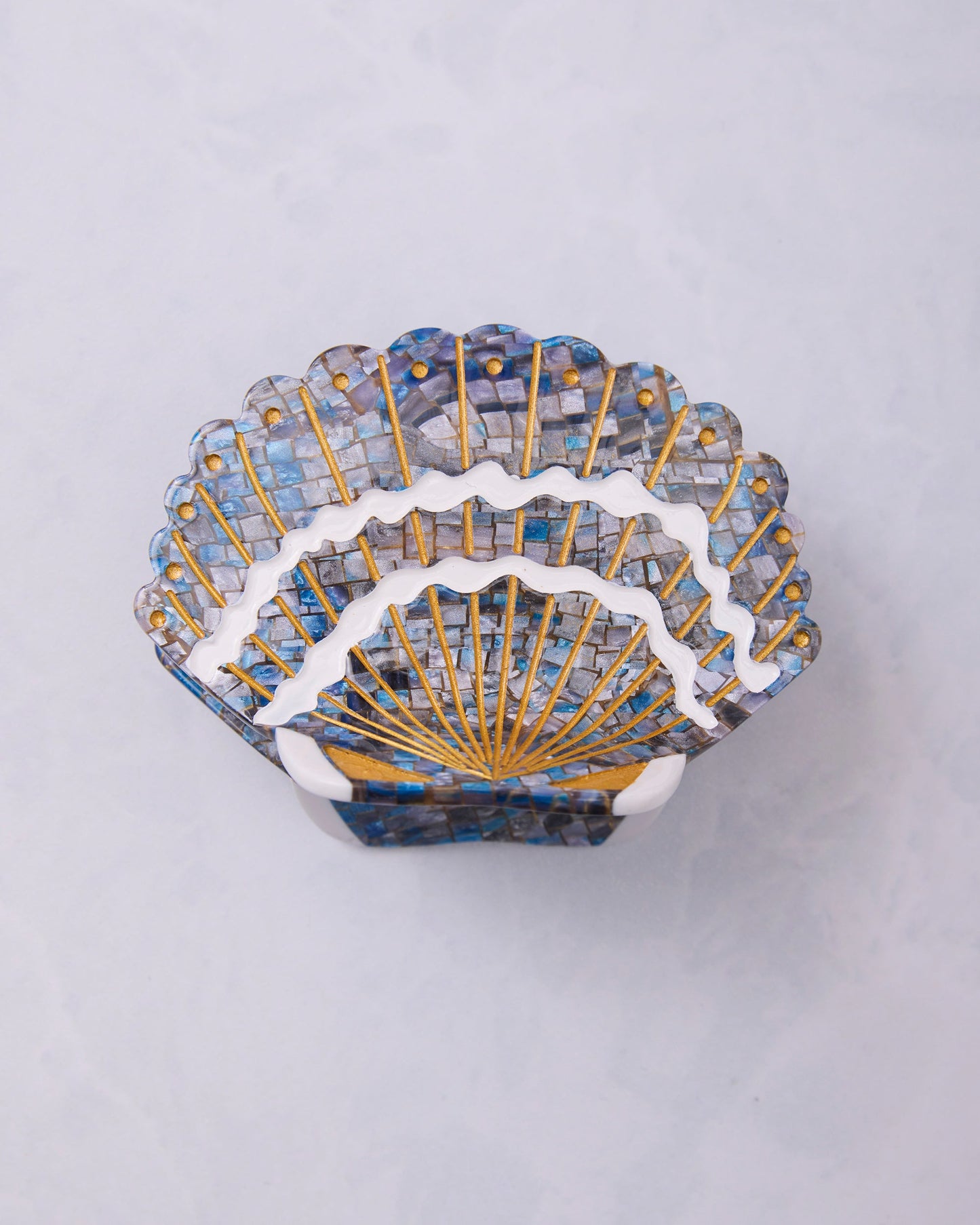 Blue Oyster Shell - Hand-Painted Claw Hair Clip - Solar Eclipse