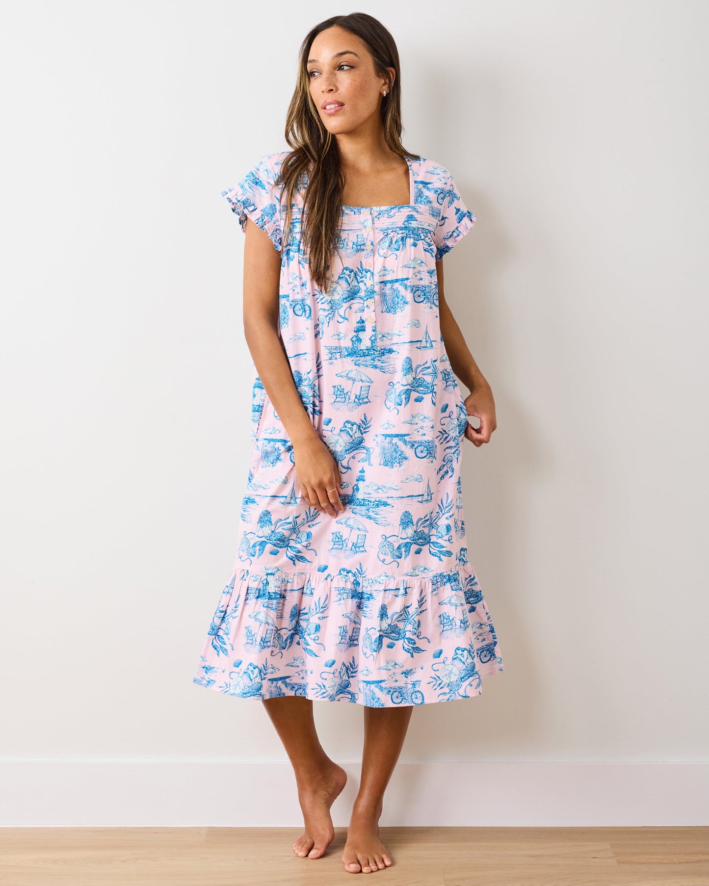 Mermaid Toile - Daylight Nightgown - Blush