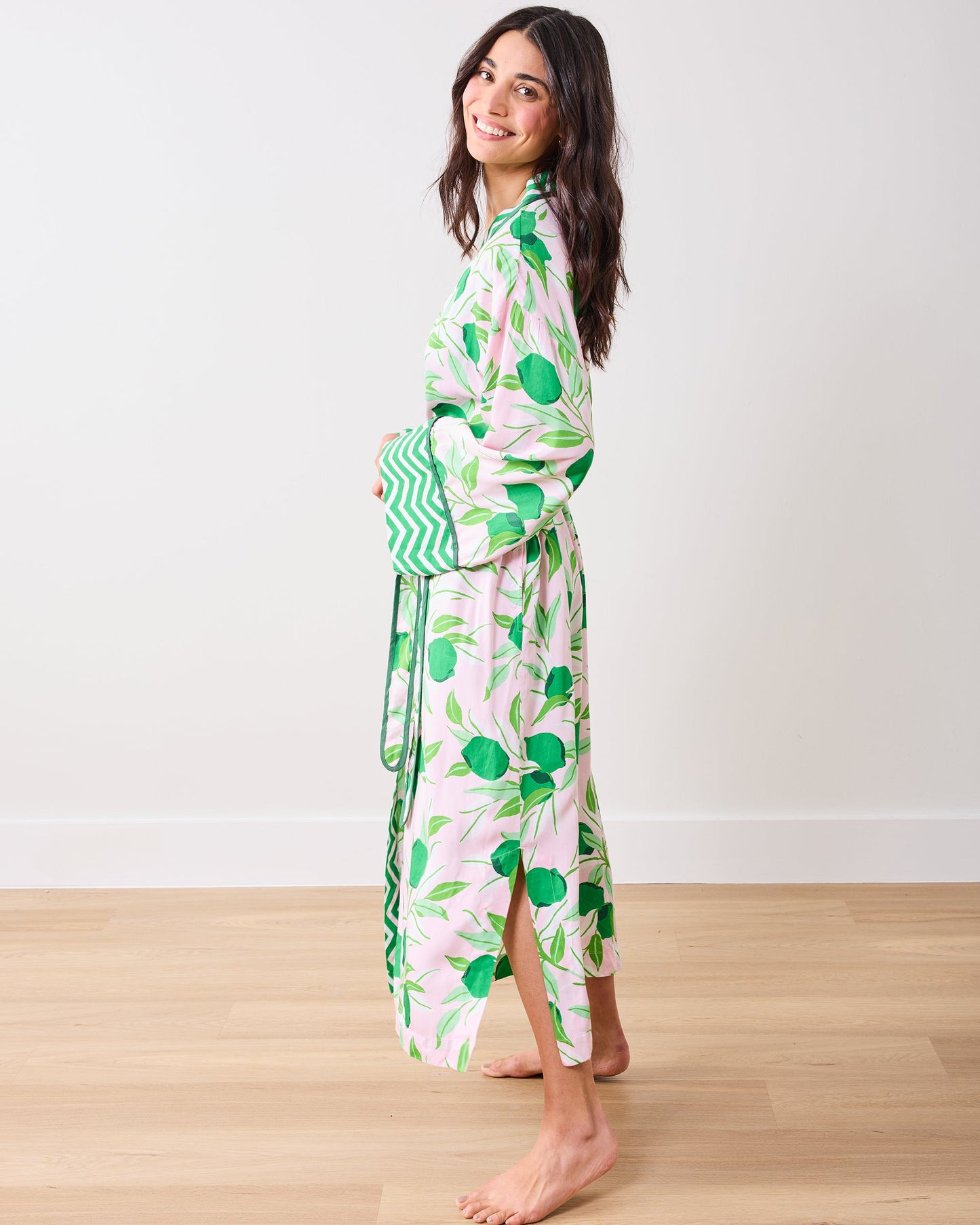 Lime Zest - Eco Satin Robe - Pink Salt
