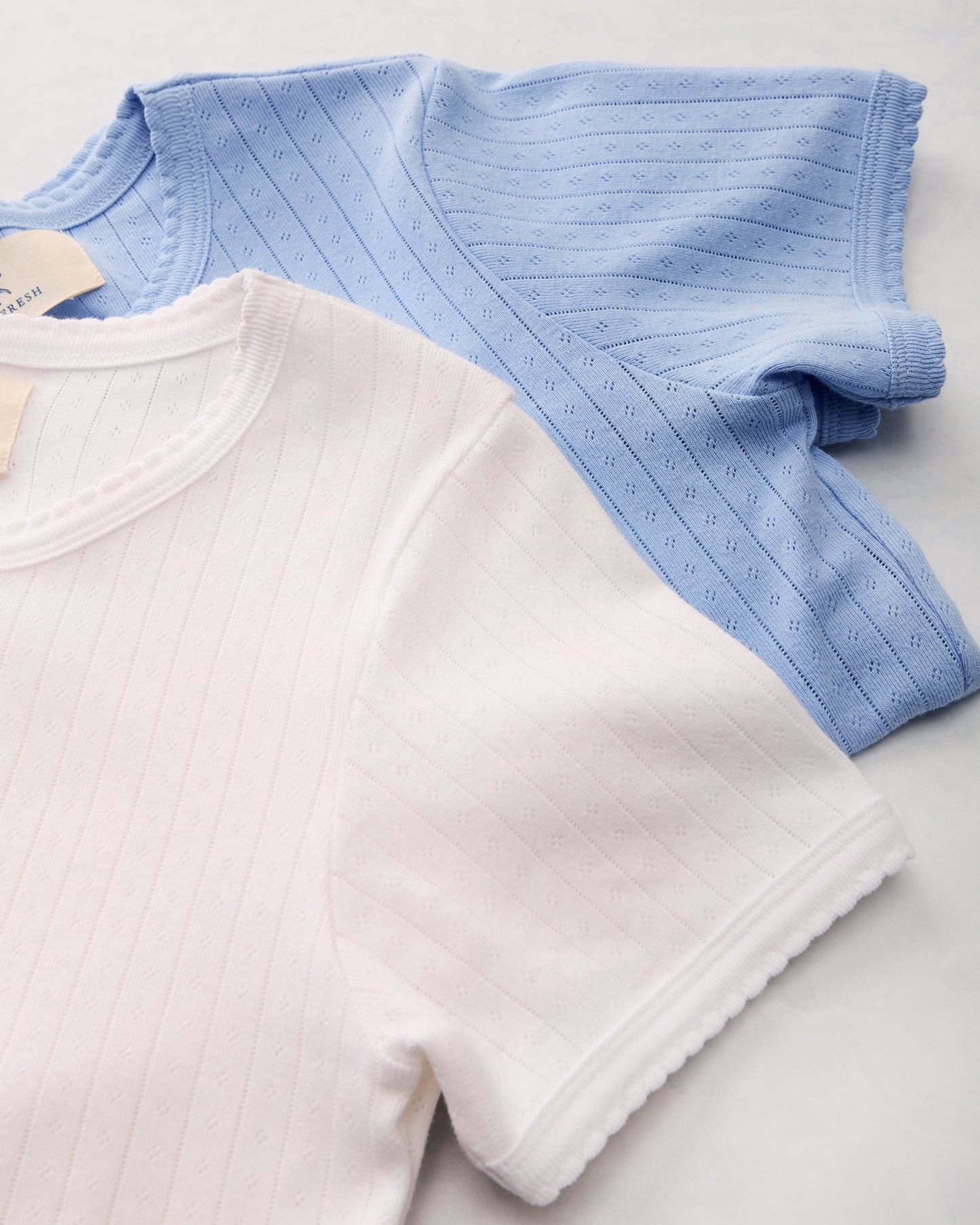 2-Piece Pointelle Tee Bundle - Misty Blue/Cloud