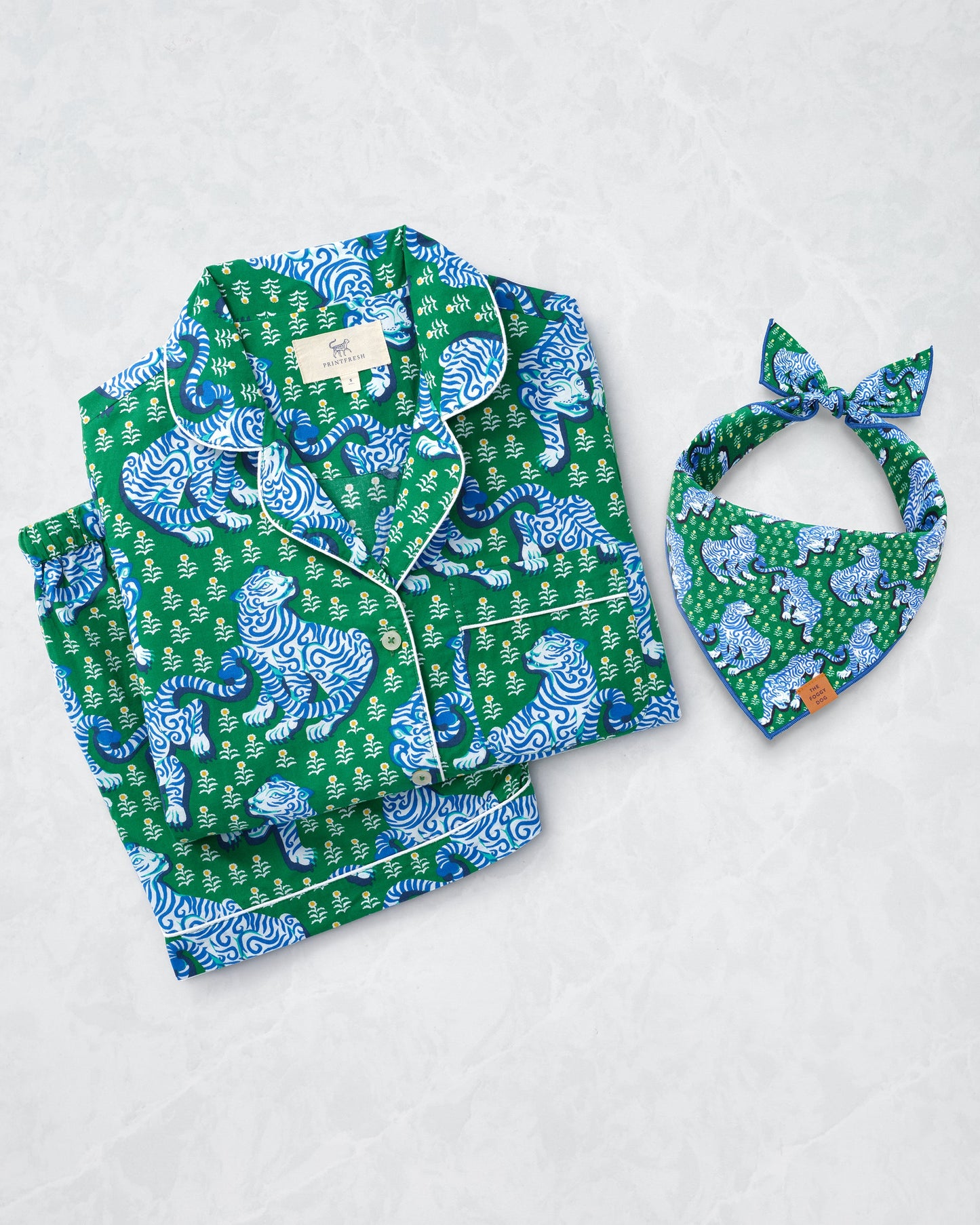 PF x The Foggy Dog Tiger Queen - Short Set & Dog Bandana Bundle - Multi