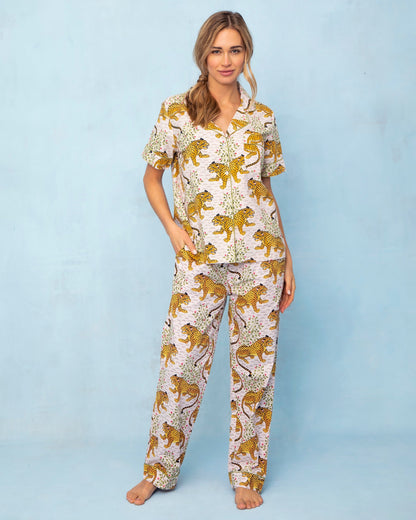 Bagheera - Short Sleeve Top & Long Pants PJ Set - Blush
