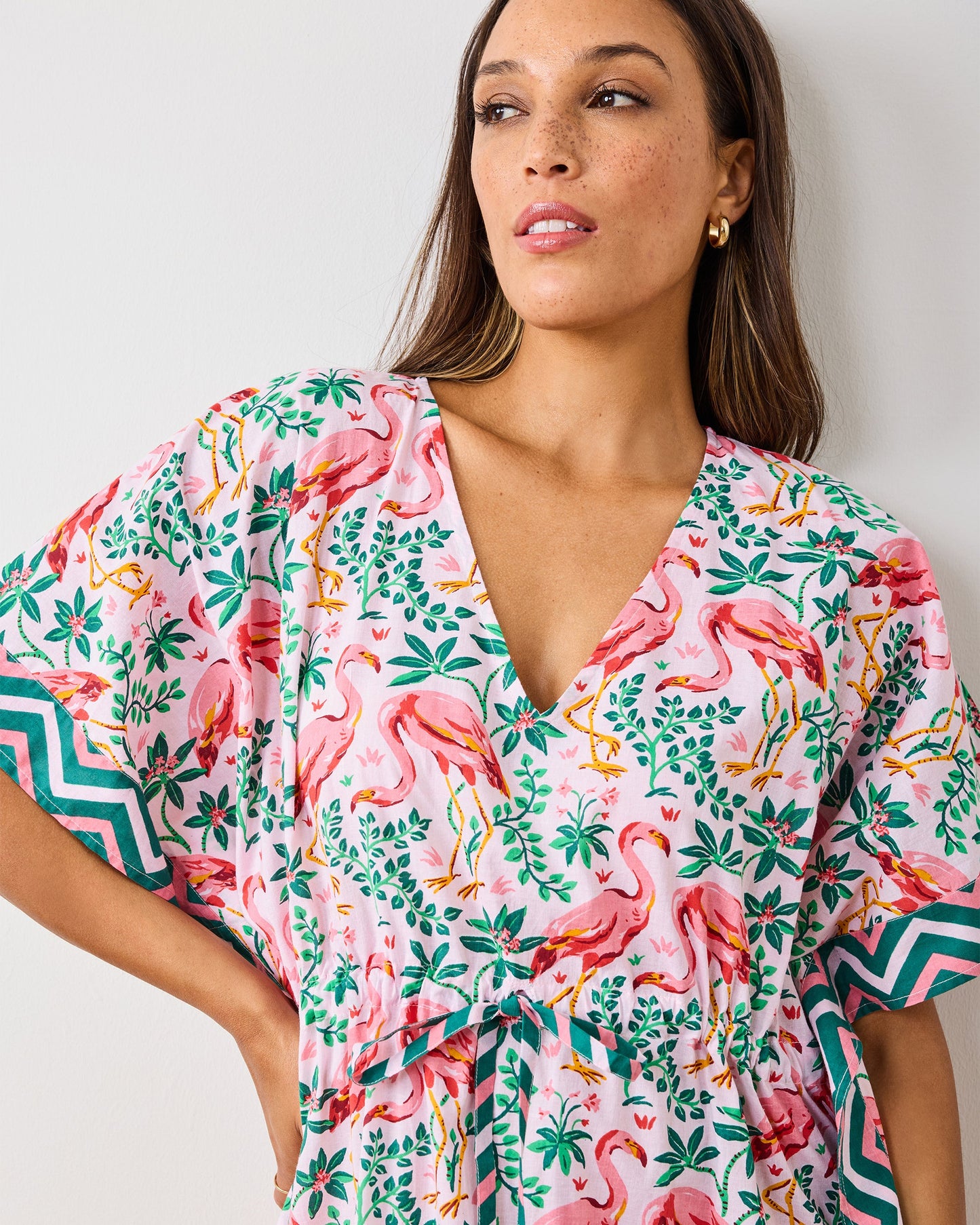 Flock Of Flamingos - Let's Cruise Caftan - Rose