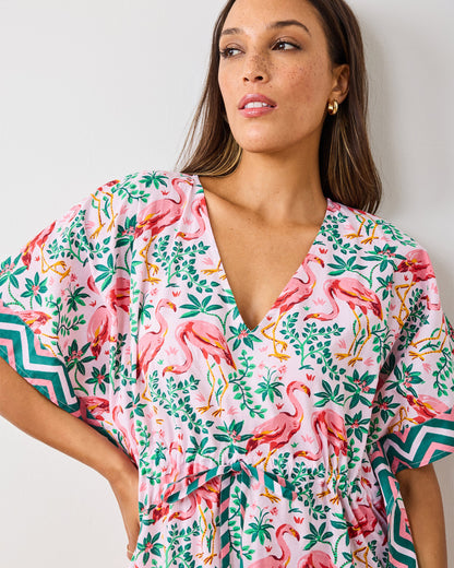 Flock Of Flamingos - Let's Cruise Caftan - Rose