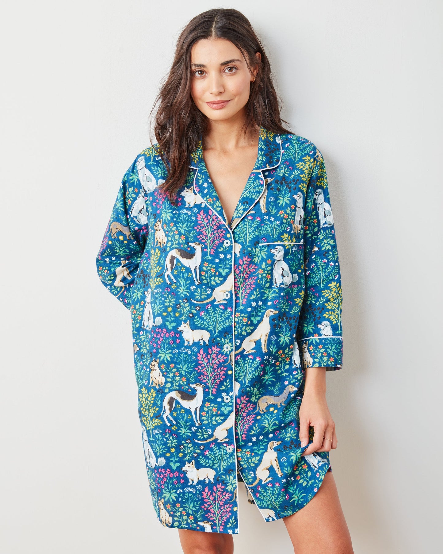 Must Love Dogs - Lightweight Flannel Sleep Shirt - Indigo