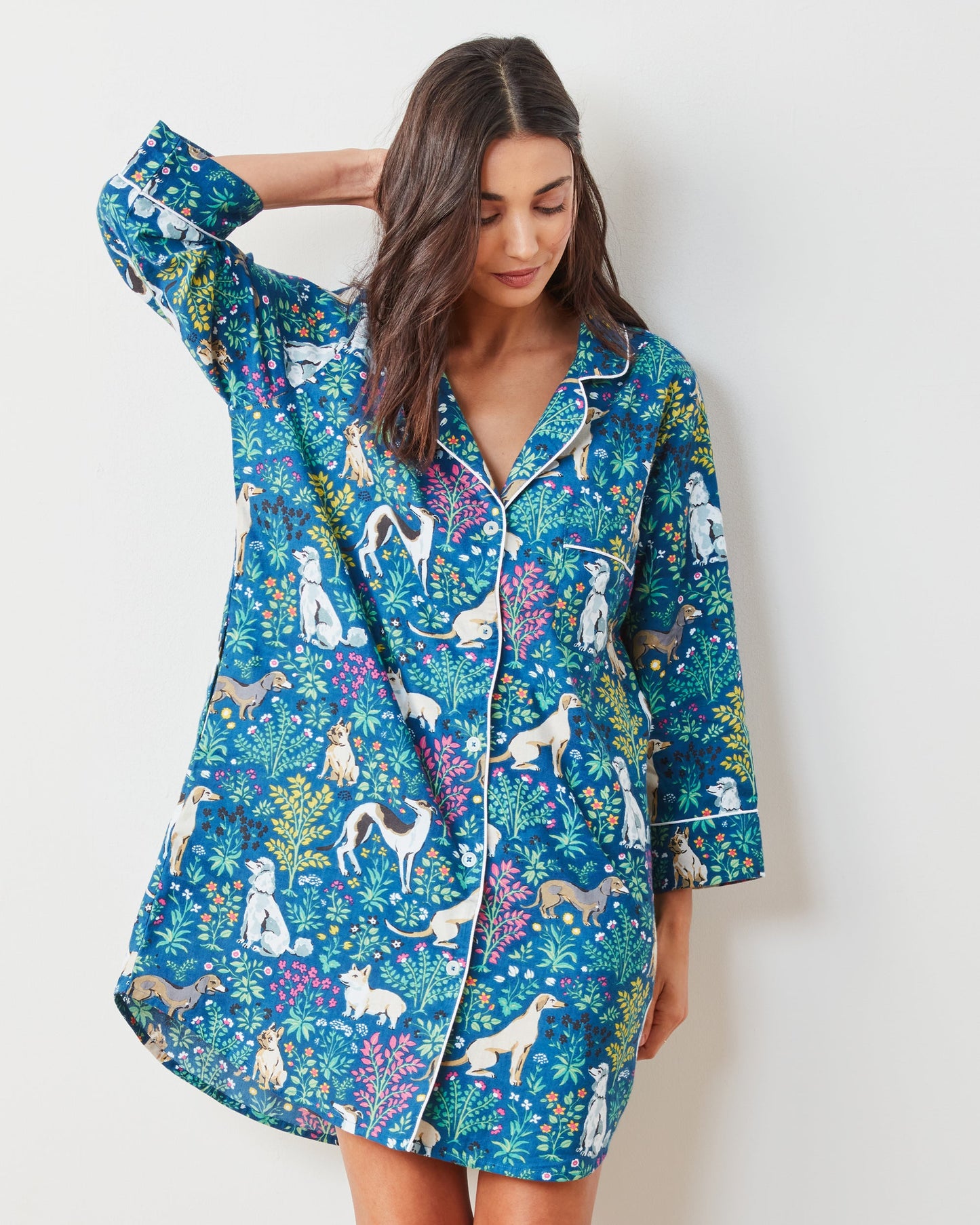 Must Love Dogs - Lightweight Flannel Sleep Shirt - Indigo