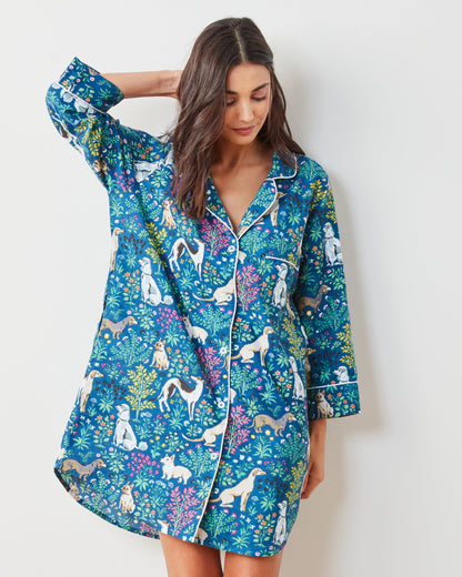 Must Love Dogs - Lightweight Flannel Sleep Shirt - Indigo