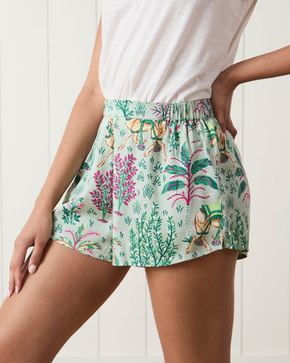 Camel's Courtyard - Eco Satin Sweet Dreams Shorts - Avocado