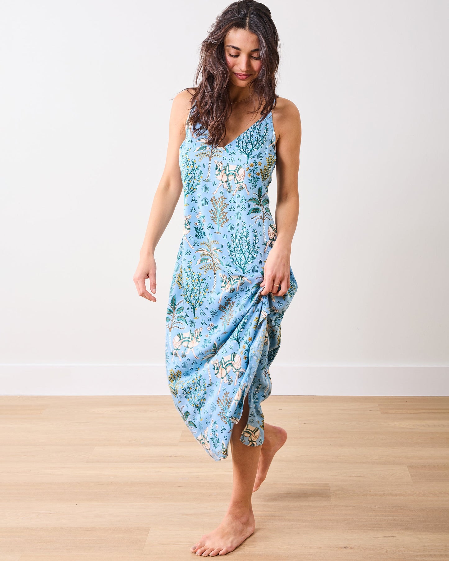 Camel's Courtyard - Eco Satin Chic To Sleep Nightie - Slate Blue