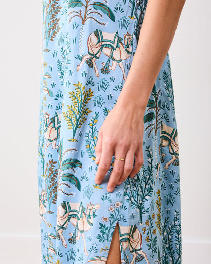 Camel's Courtyard - Eco Satin Chic To Sleep Nightie - Slate Blue