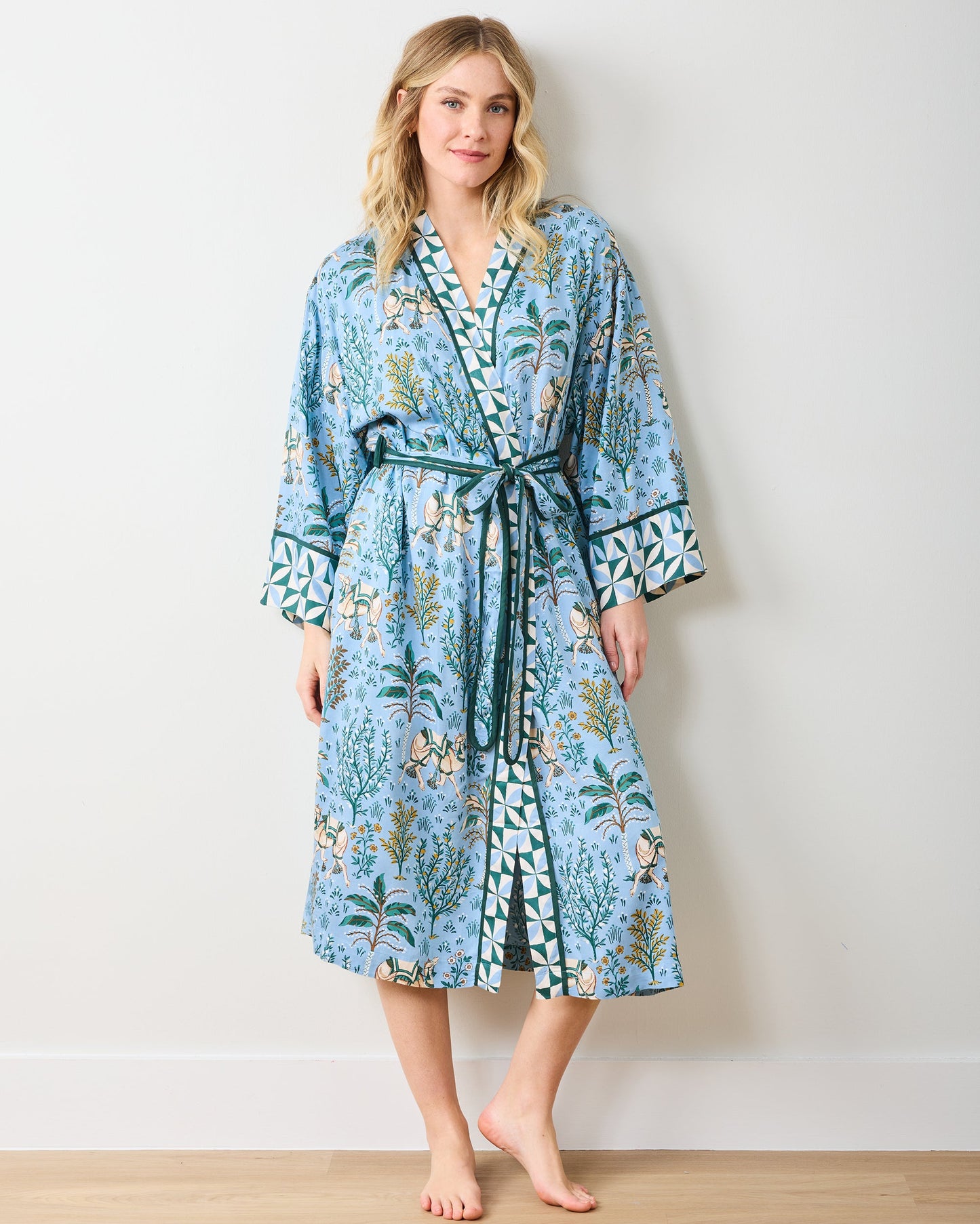 Camel's Courtyard - Eco Satin Robe - Slate Blue