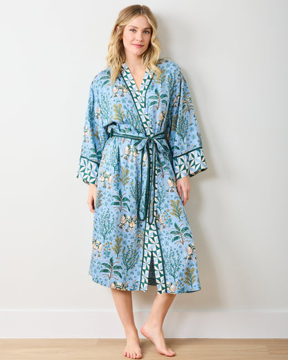 Camel's Courtyard - Eco Satin Robe - Slate Blue