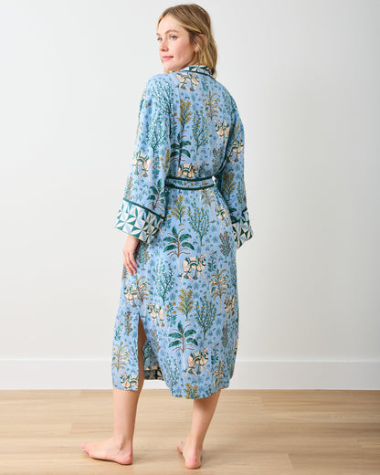 Camel's Courtyard - Eco Satin Robe - Slate Blue