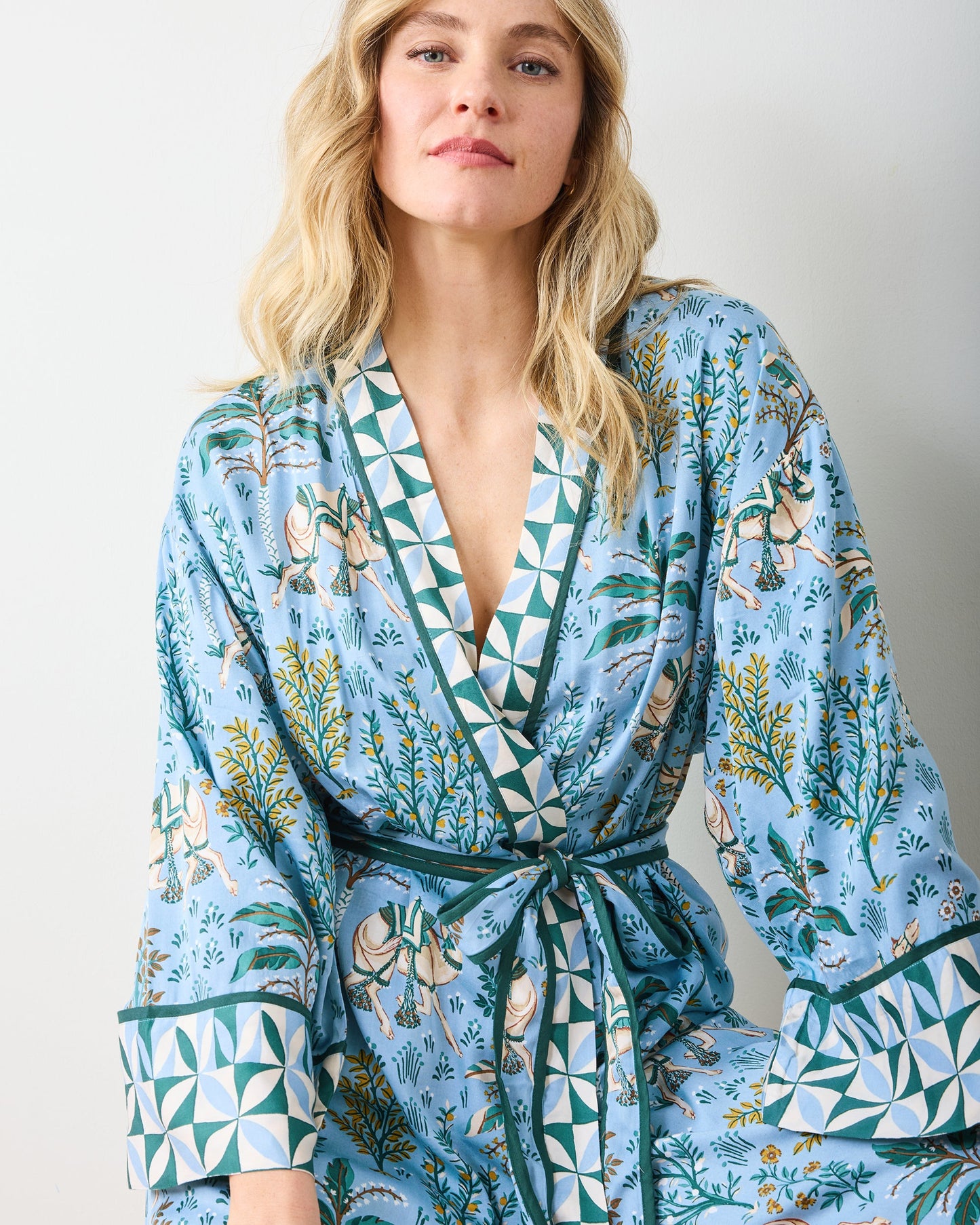 Camel's Courtyard - Eco Satin Robe - Slate Blue