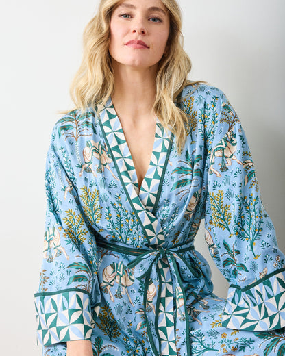 Camel's Courtyard - Eco Satin Robe - Slate Blue