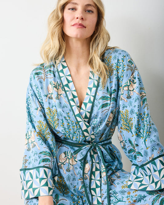 Camel's Courtyard - Eco Satin Robe - Slate Blue