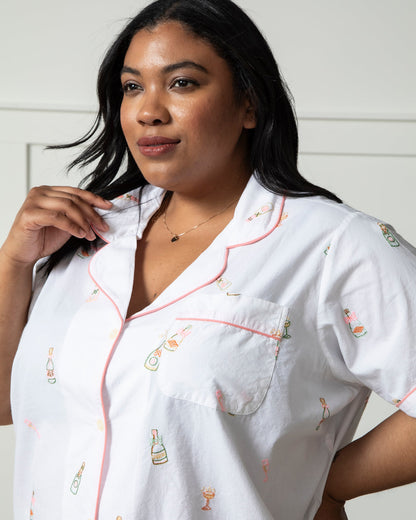 Bubbly Brunch - Short Sleeve & Cropped Pants Set - Cloud