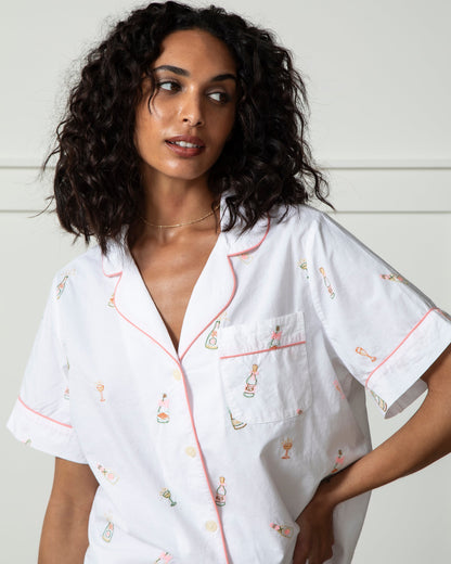 Bubbly Brunch - Short Sleeve & Cropped Pants Set - Cloud