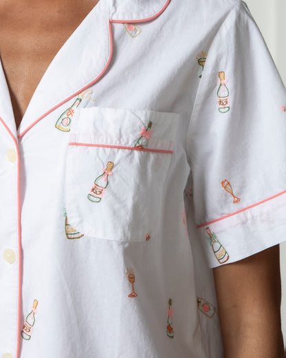 Bubbly Brunch - Short Sleeve & Cropped Pants Set - Cloud