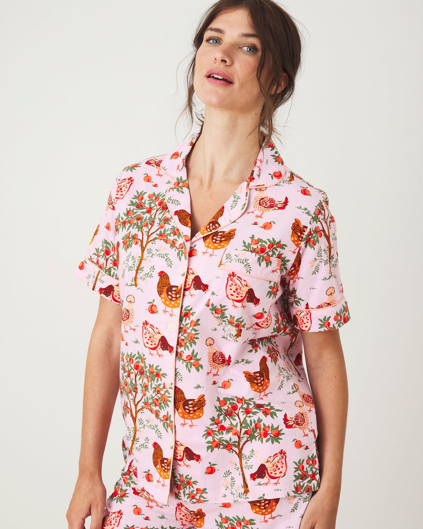 Hen House - Short Sleeve Top & Cropped Pants Set - Ballet Pink