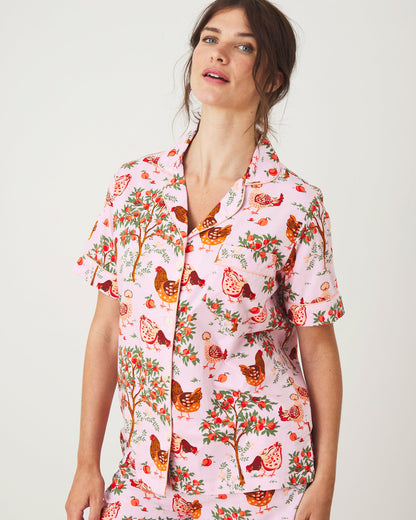 Hen House - Short Sleeve Top & Cropped Pants Set - Ballet Pink