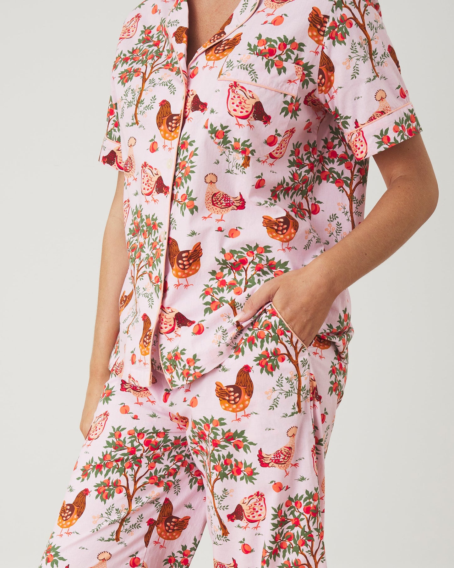 Hen House - Short Sleeve Top & Cropped Pants Set - Ballet Pink