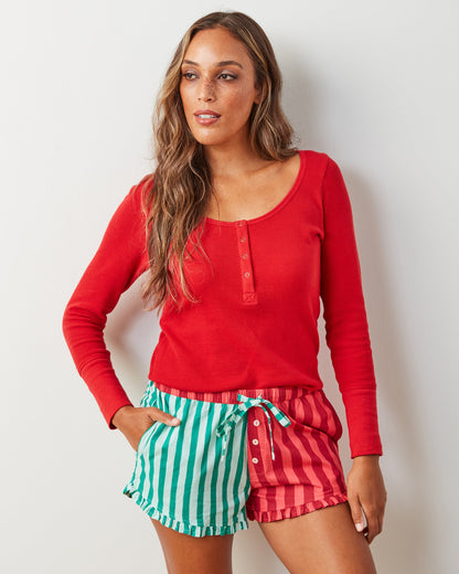 Crimson - Cozy Henley - Thermal