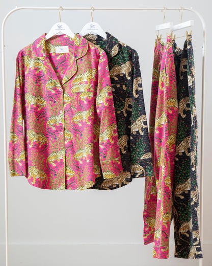 Bagheera - 2-Pack Lightweight Flannel Long PJ Sets - Hot Pink/Ink