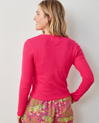 Bright Pink - Pointelle Long Sleeve - Shirt