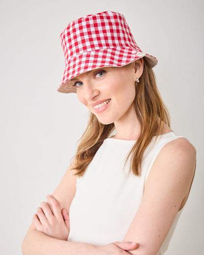 Red Gingham -  Reversible Bucket Hat - Fashion City