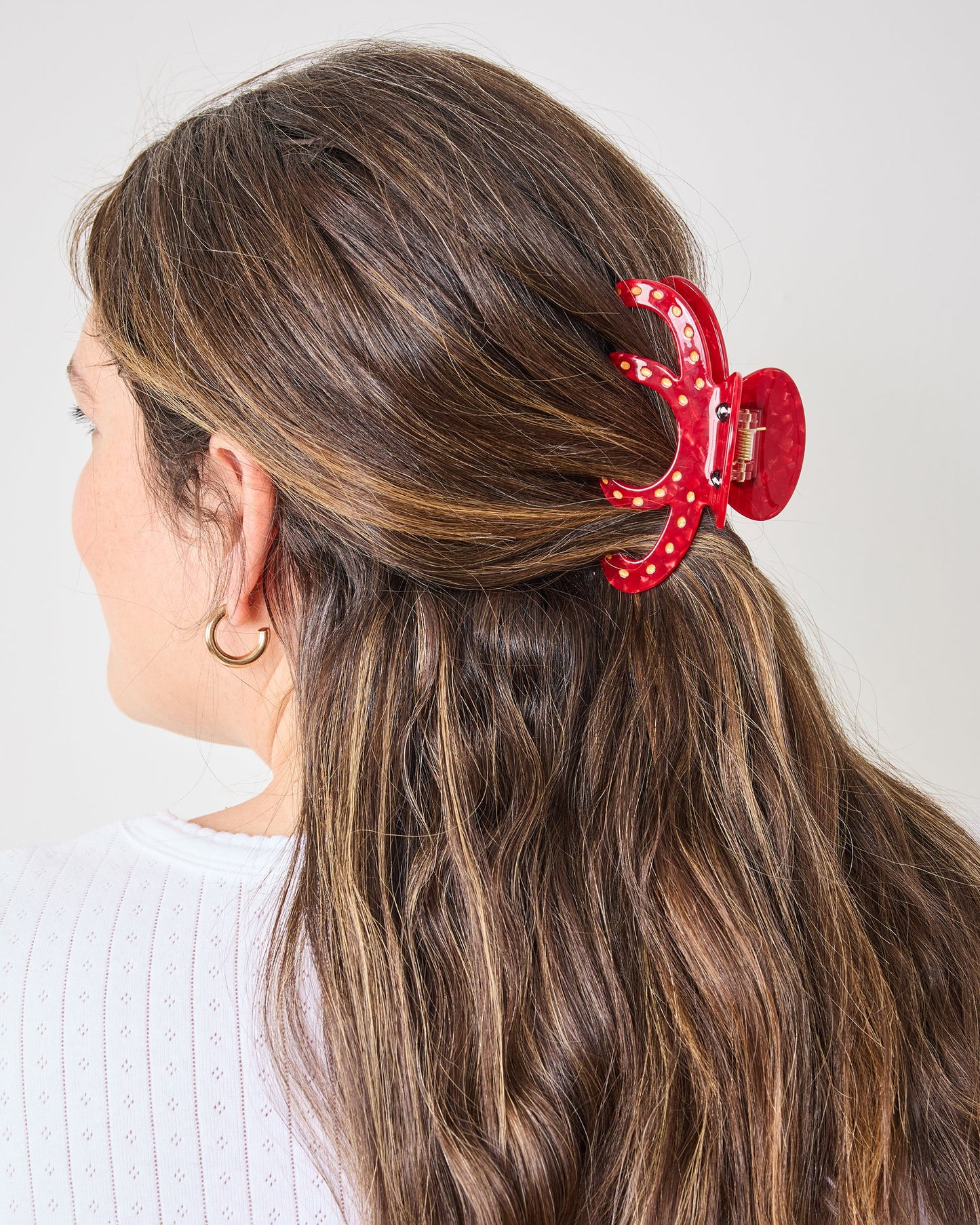 Red Octopus - Hand Painted Claw Clip - Solar Eclipse