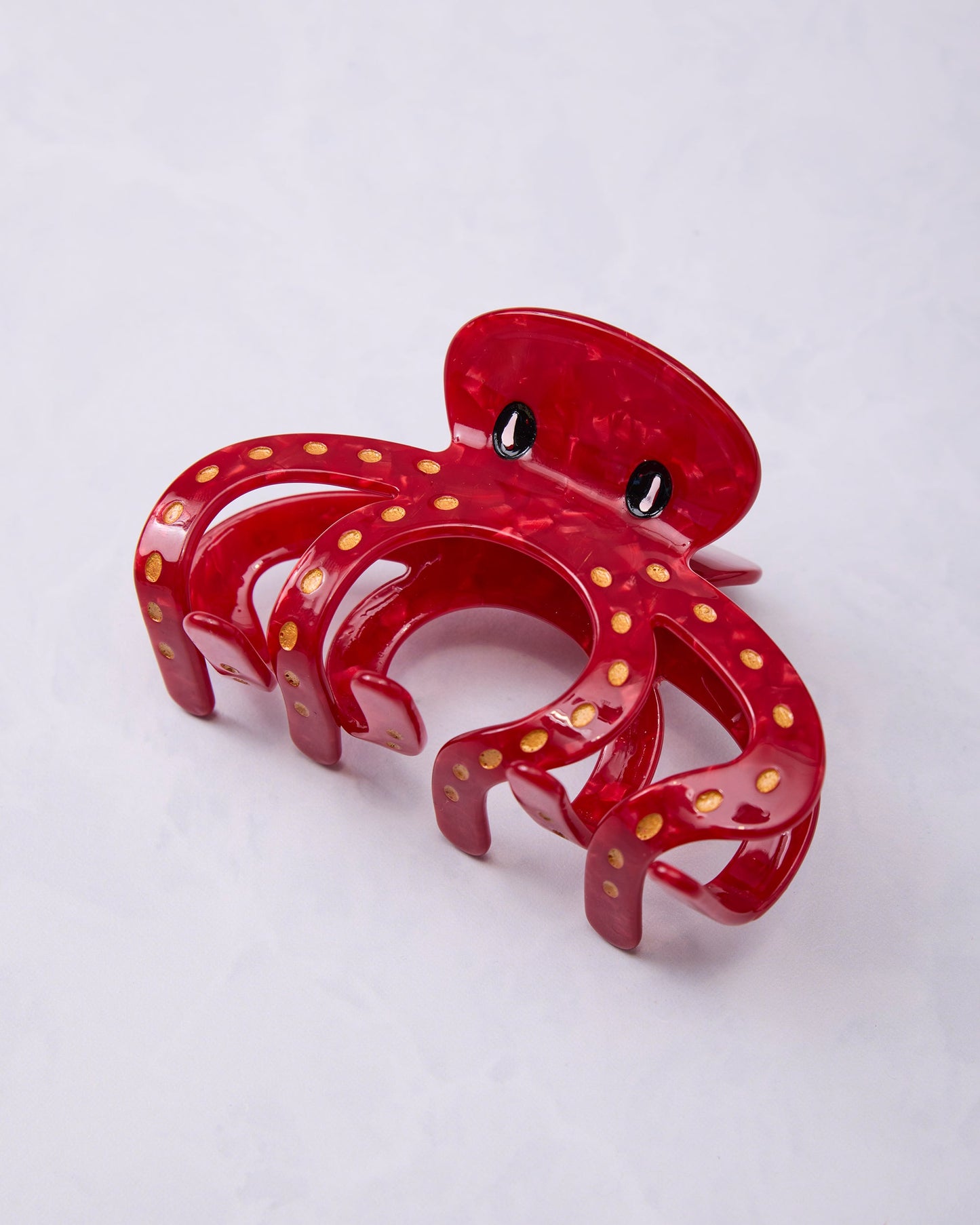 Red Octopus - Hand Painted Claw Clip - Solar Eclipse