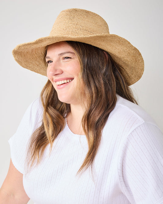 Natural - Raffia Crochet Continental Hat - Hat Attack