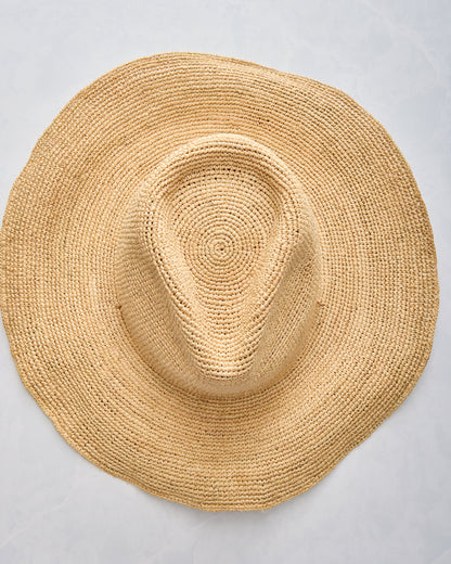 Natural - Raffia Crochet Continental Hat - Hat Attack