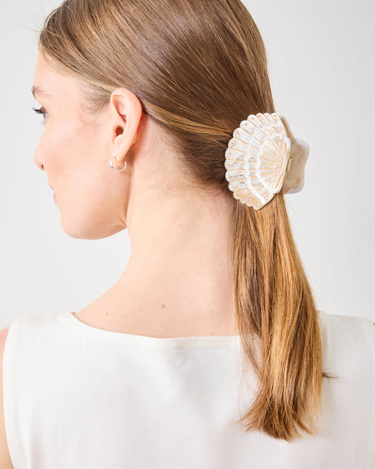 Golden Seashell -Hand-Painted Claw Hair Clip - Solar Eclipse