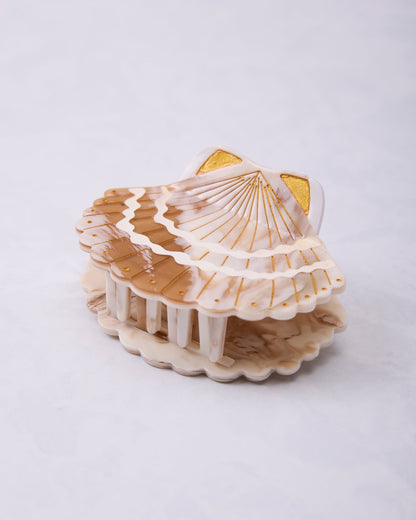Golden Seashell -Hand-Painted Claw Hair Clip - Solar Eclipse