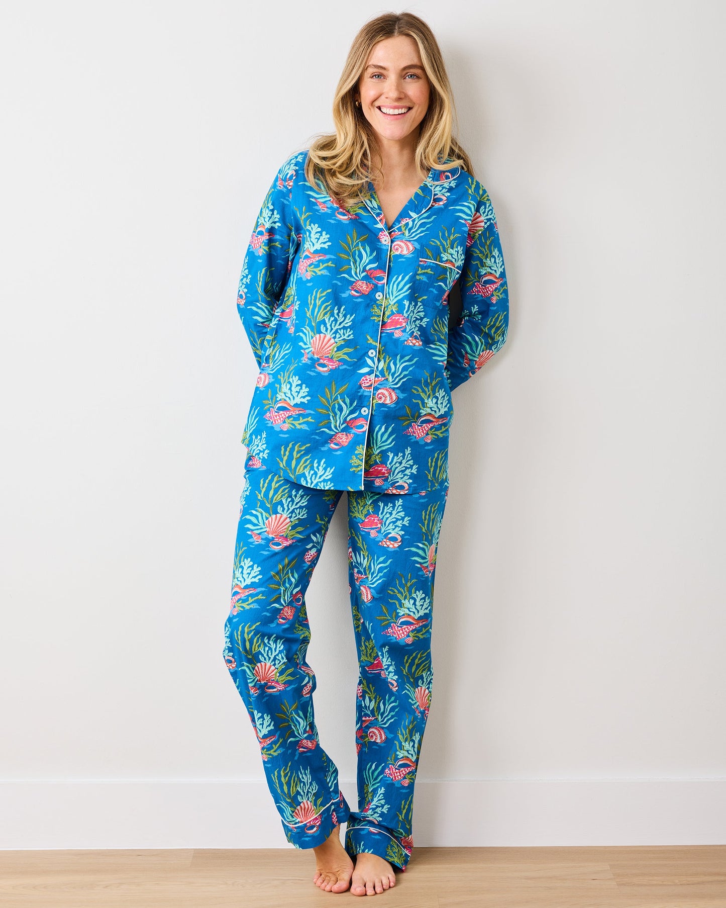 Coral & Conch - Long PJ Set - Ocean Breeze