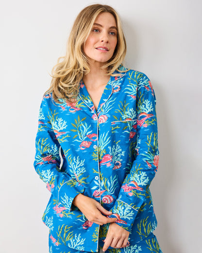 Coral & Conch - Petite Long PJ Set - Ocean Breeze
