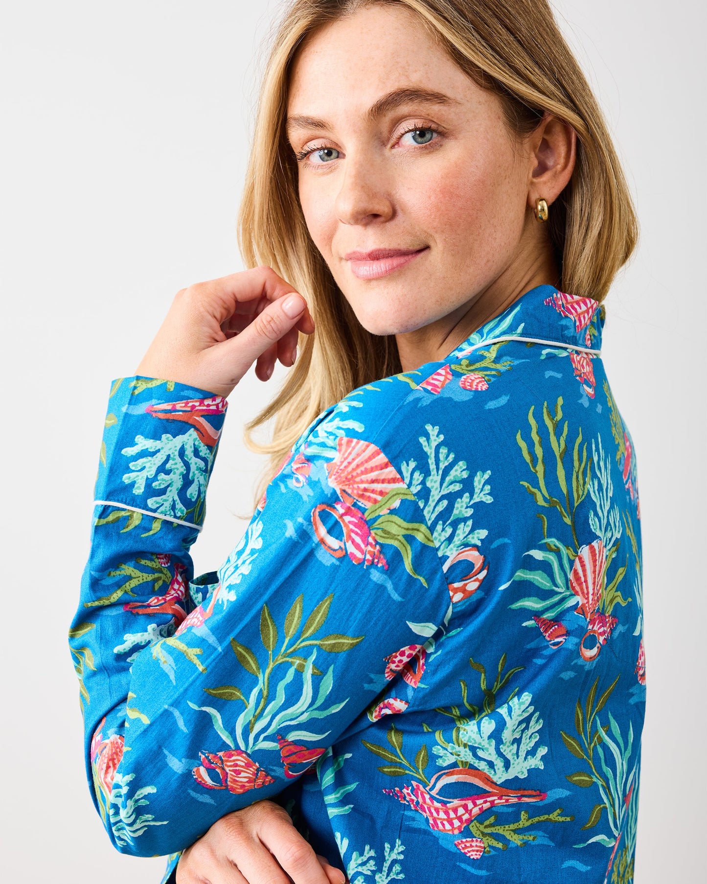 Coral & Conch - Petite Long PJ Set - Ocean Breeze