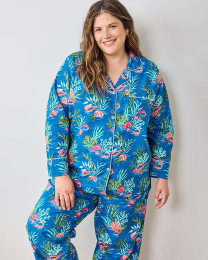 Coral & Conch - Long PJ Set - Ocean Breeze