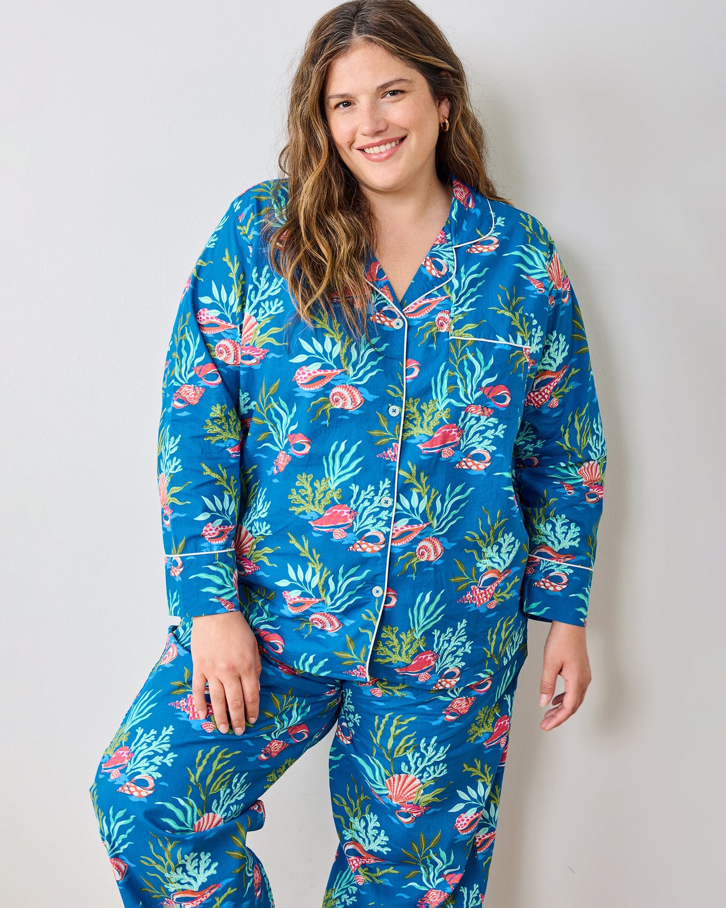 Coral & Conch - Petite Long PJ Set - Ocean Breeze