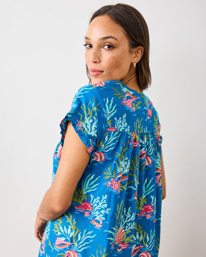 Coral & Conch - Pintuck Nightgown - Ocean Breeze