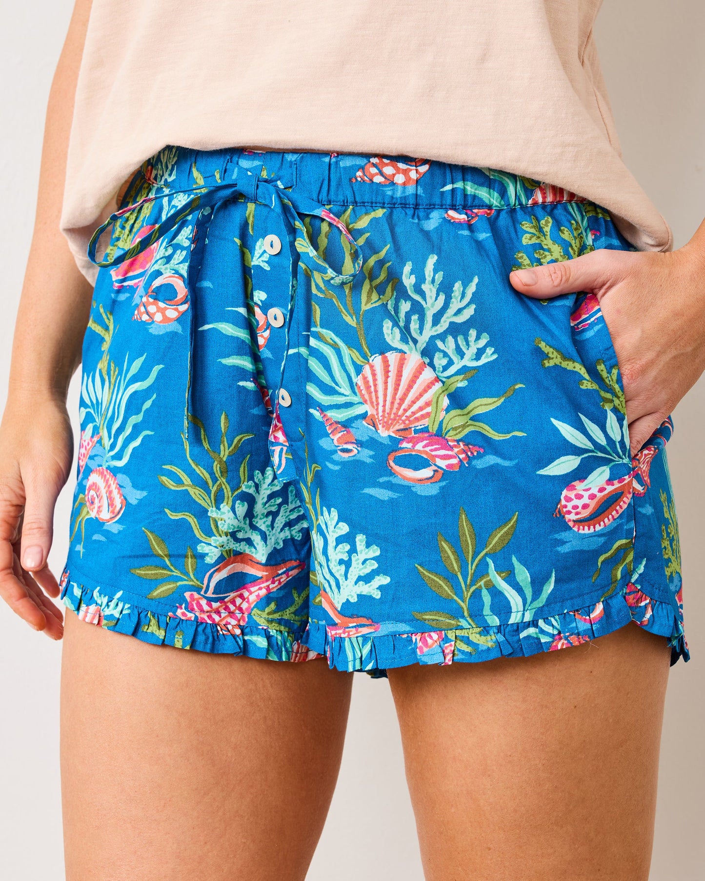 Coral & Conch - Ruffle Shorts - Ocean Breeze