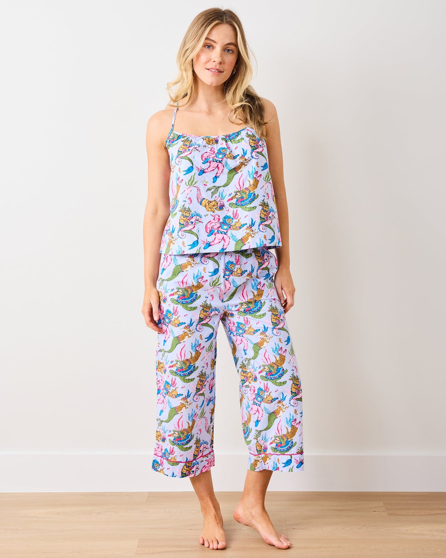 Deep Sea Divers - Cami Cropped PJ Pant Set - Lavender Sorbet