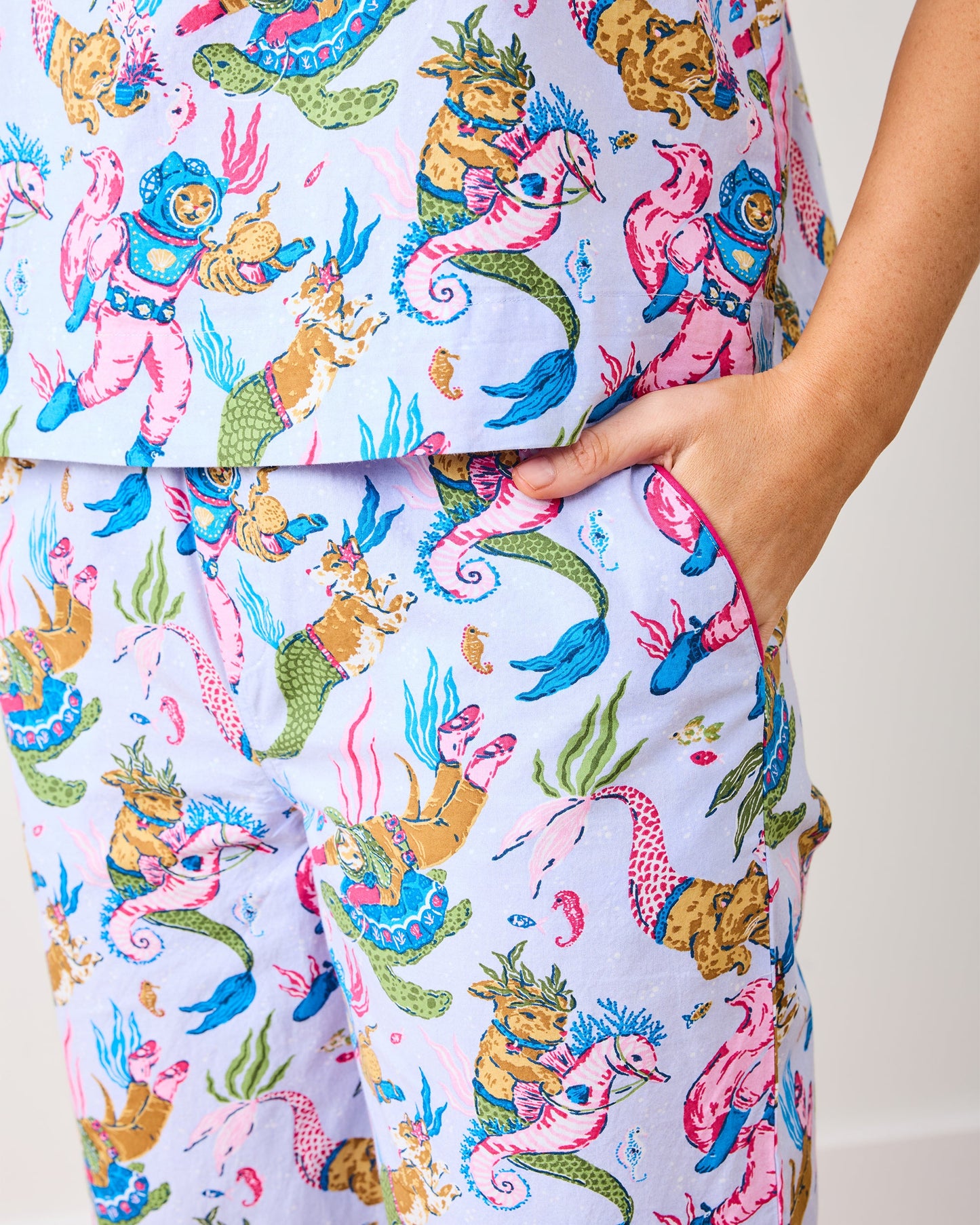 Deep Sea Divers - Cami Cropped PJ Pant Set - Lavender Sorbet