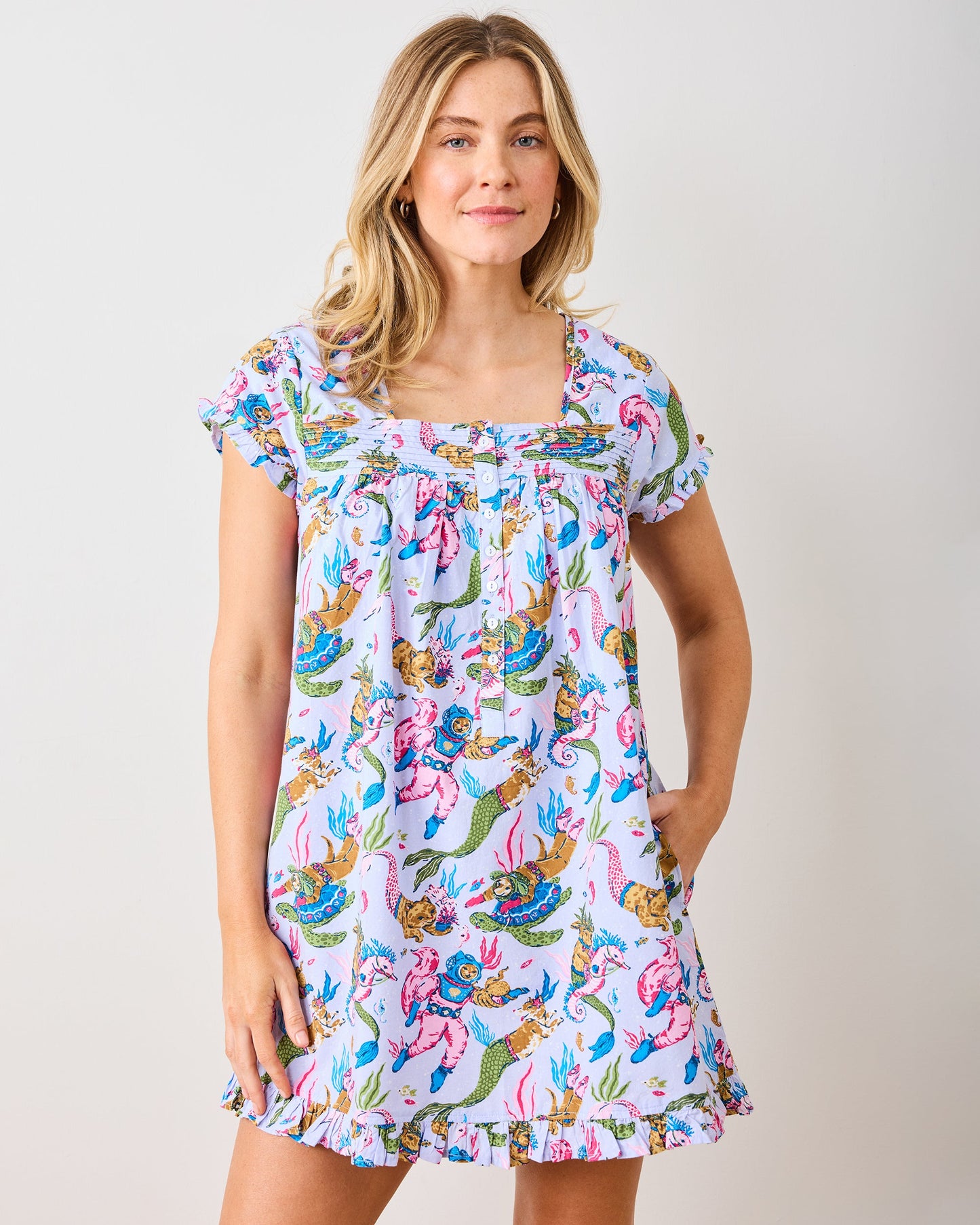 Deep Sea Divers - Pintuck Nightgown - Lavender Sorbet