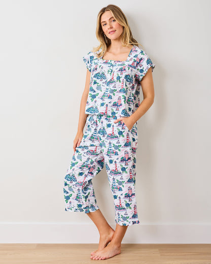 Lighthouse Keeper - Pintuck Cropped Pant Set - Cloud