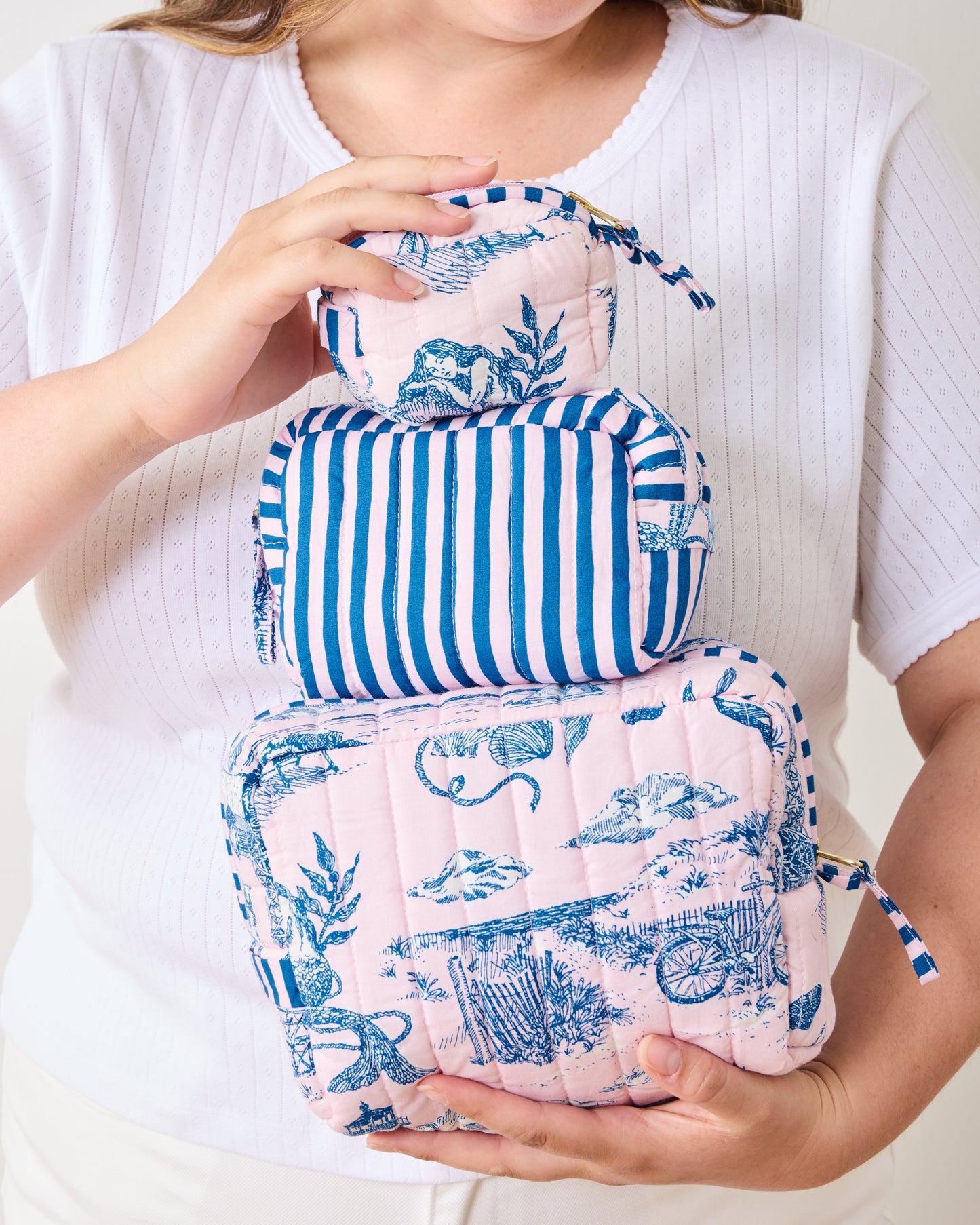 Mermaid Toile - Three's Best Pouch Set - Blush