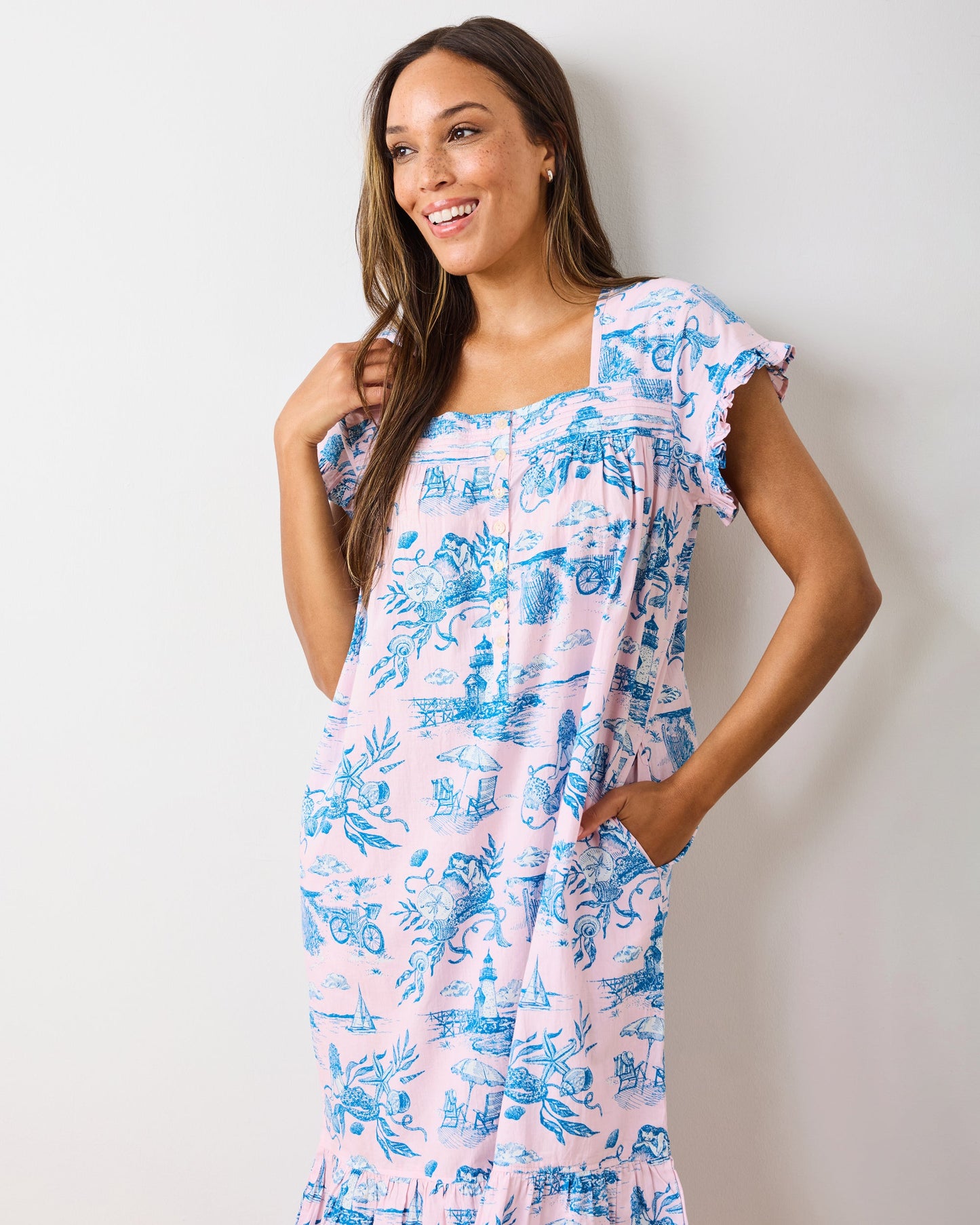 Mermaid Toile - Daylight Nightgown - Blush